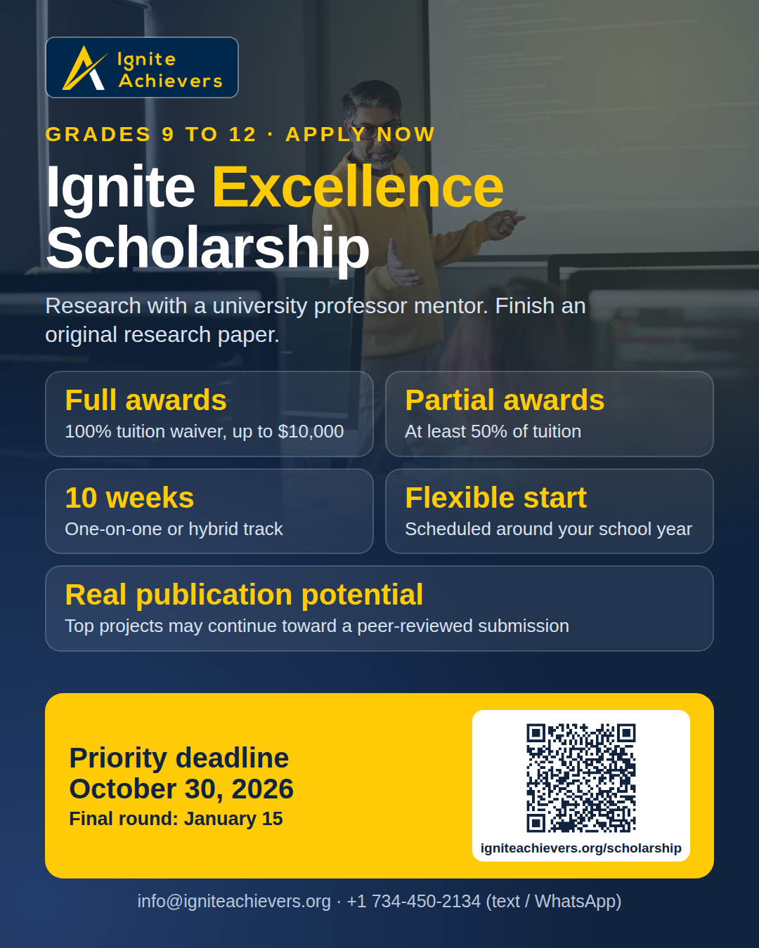 Flyer for the Ignite Excellence Scholarship 2026